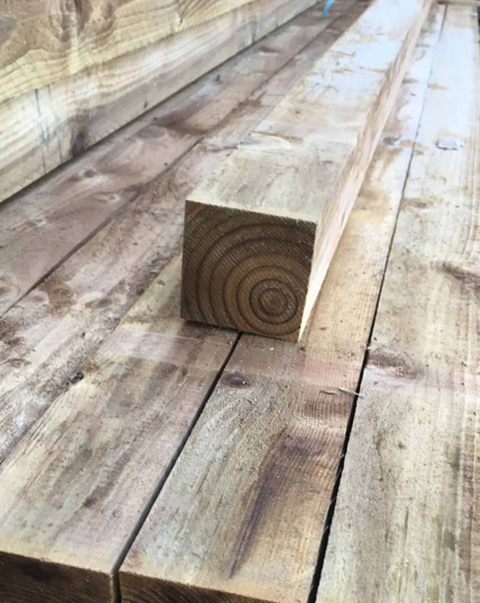 Pressure Treated Brown Fence Post 100mm x 100mm x 1800mm Daws Heath
